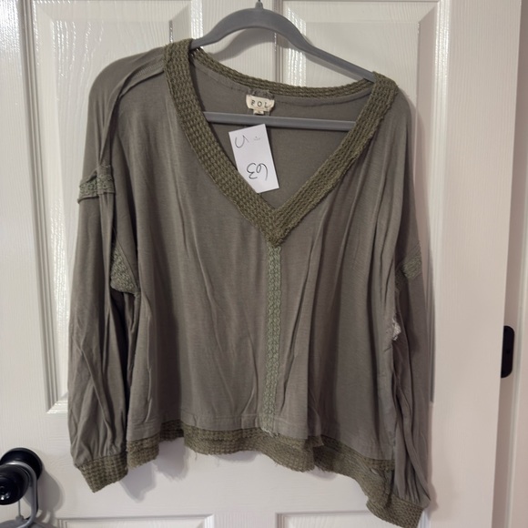 POL Tops - POL Olive Green V-Neck Top